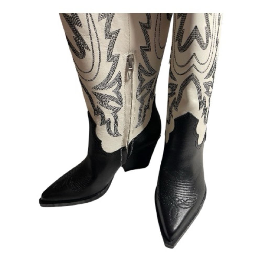 Dolce Vita Blanch Black and White Western Boots NIB - Picture 2 of 6